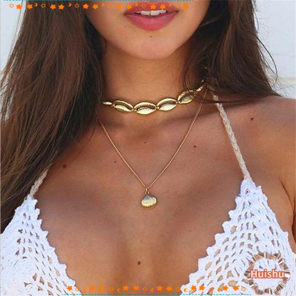 HS Vòng cổ Nhiều Lớp Đính Vỏ Sò Thời Trang Mùa Hè