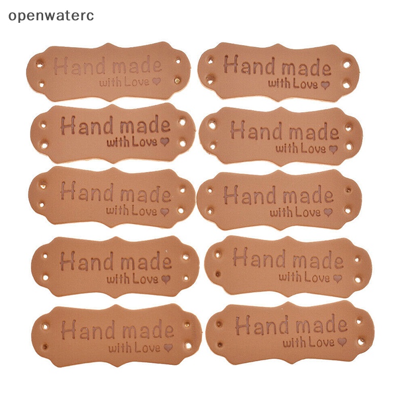 Set 50 Thẻ Da PU In Chữ Handmade With Love Dùng Để May Vá DIY