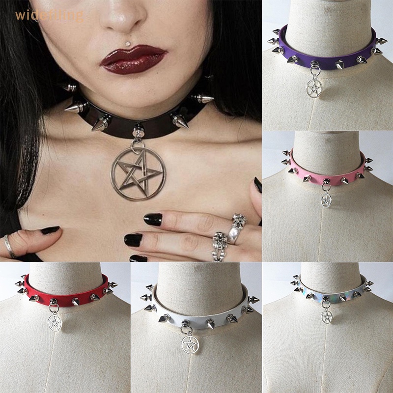 Vòng Cổ Choker Da Đính Đinh Tán Phong Cách Gothic Punk Quyến Rũ