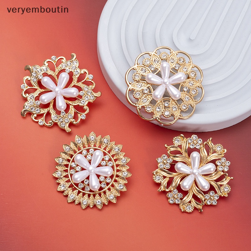 Ghim Cài Áo Hình Hoa Đính Đá / Ngọc Trai Giả Bằng Hợp Kim Đơn Giản Thời Trang Cho Nữ