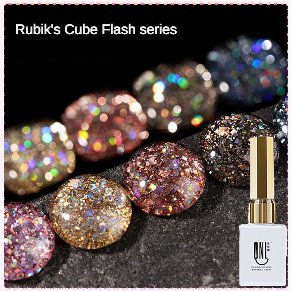 Năng Lượng Hydro Khối Lập Phương Rubiks Nhấp Nháy Gel Sơn Móng Tay Kim Cương Vỡ Siêu Sequin UV LED Trị Liệu Bằng Ánh Sáng Keo Dán Móng Nghệ Thuật Cho Tiệm Làm Móng 9G TOGO