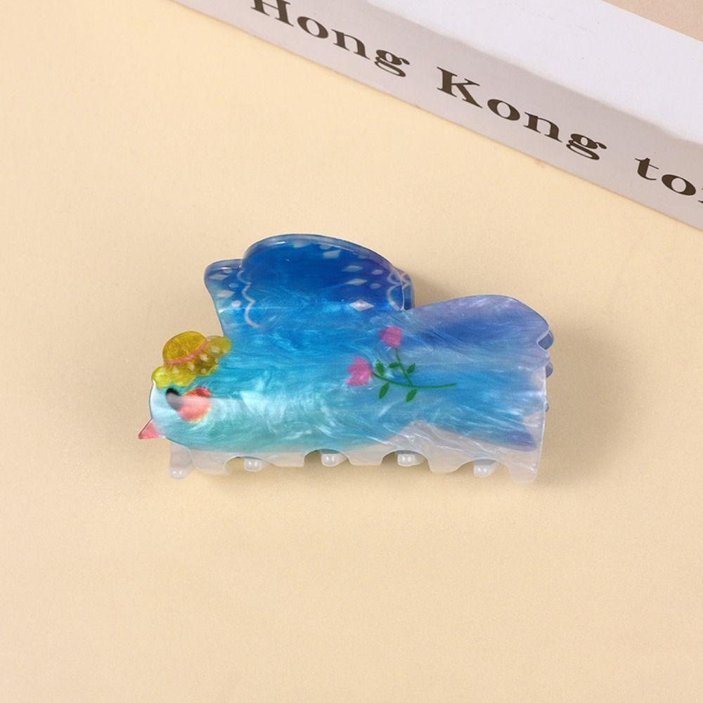 OCEANMAP Kẹp Tóc Móng Vuốt In Họa Tiết Hoa Lan Sứa Biển Động Vật Hình Học Thời Trang