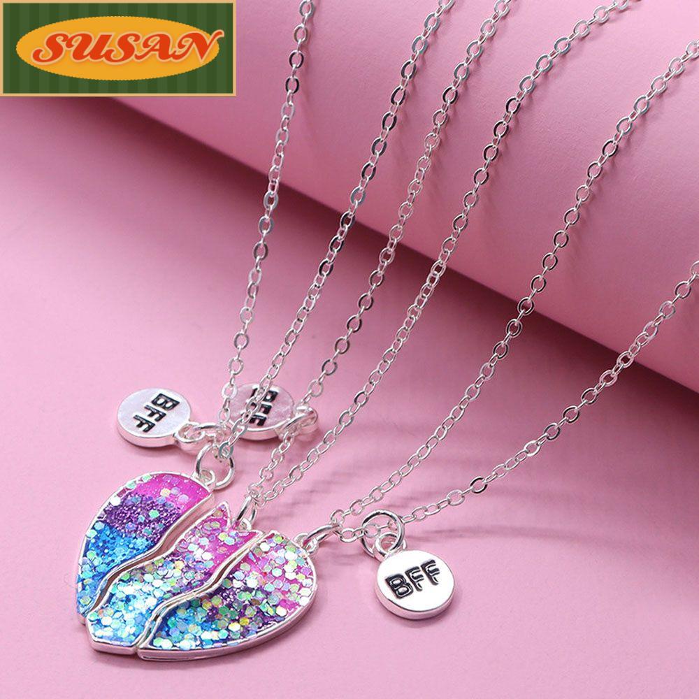 SUSANS Vòng cổ Mặt Hình Trái Tim Đính Kim Sa Lấp Lánh Thời Trang Cho Nữ
