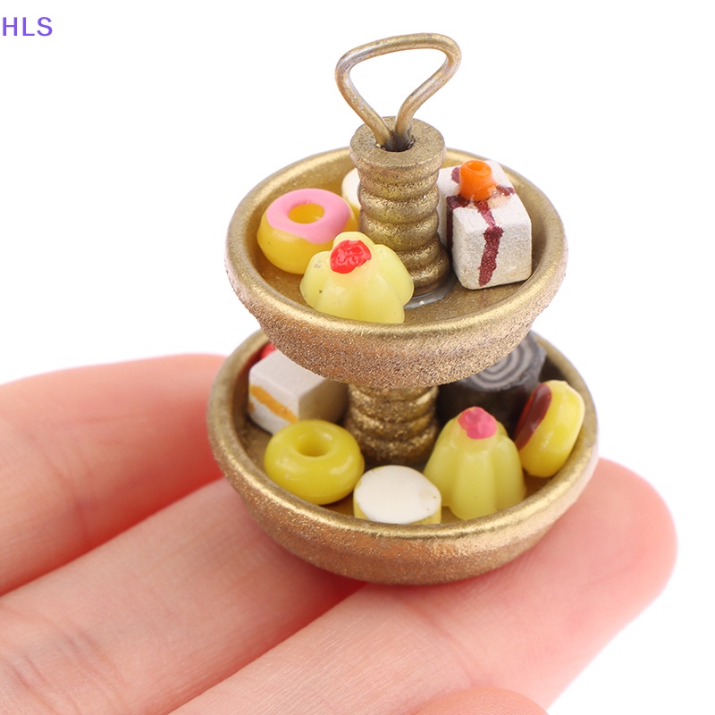 Khay Đựng Bánh Tráng Miệng Hai Tầng Trang Trí Nhà Búp Bê 1: 12