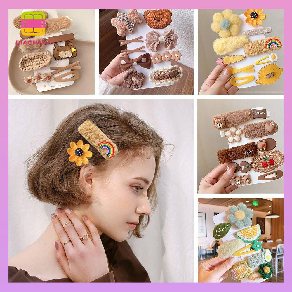DIACHAVN Set 2 Kẹp Tóc Đan Len Dễ Thương Cho Bé Gái