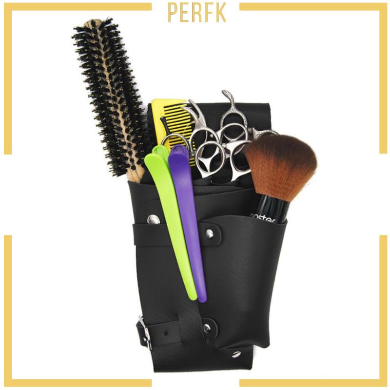 Túi Da PU Mềm Đeo Hông Đựng Kéo Cắt Tóc Màu Đen Chống Mài Mòn