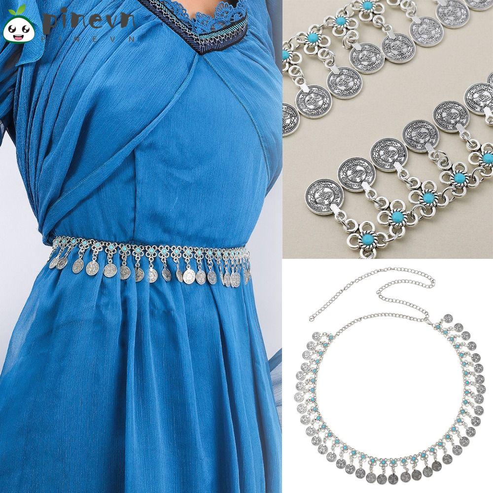 PINEVN Thắt Lưng Dây Xích Kim Loại Thanh Lịch Cho Múa Bụng