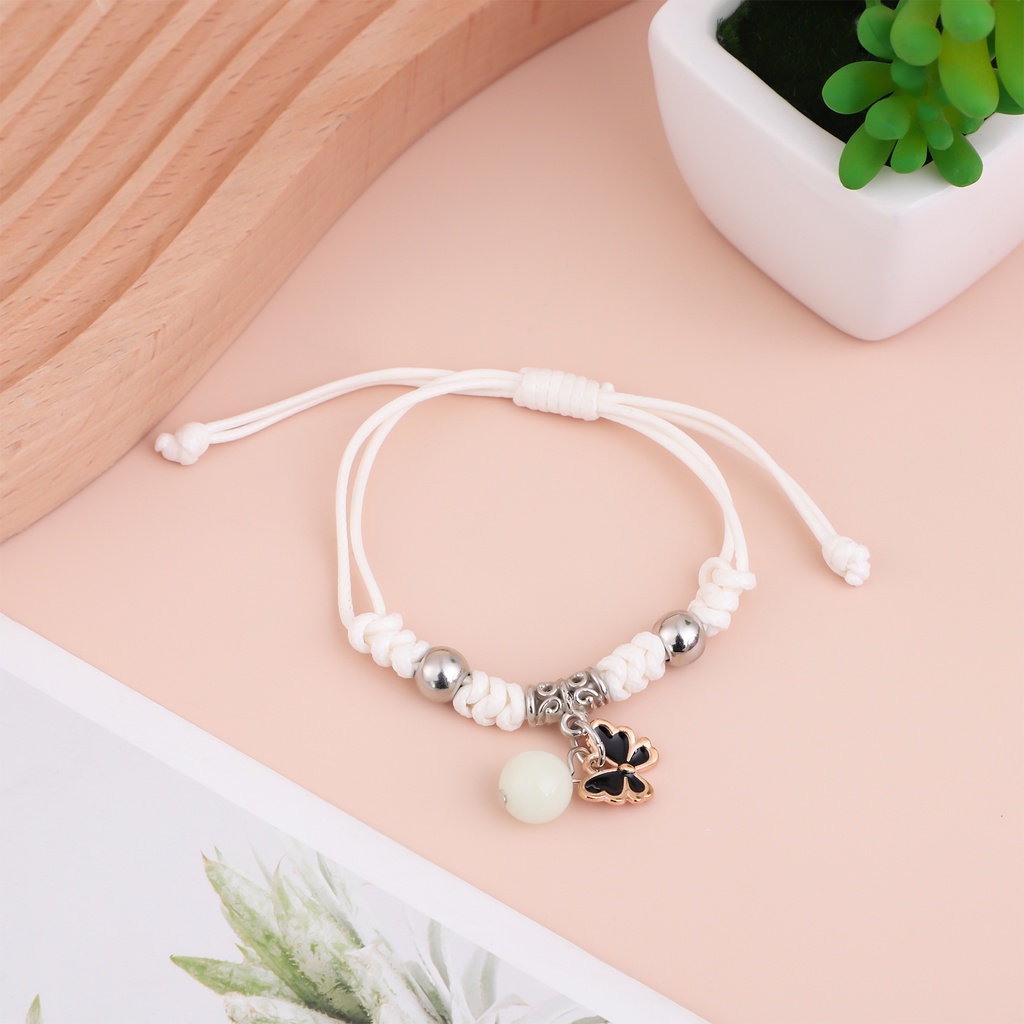 Ygt Set 2 Vòng Tay Dây Thừng Dạ Quang Hình Bướm Có Thể Điều Chỉnh Phù Hợp Làm Quà Trang Sức / Bạn