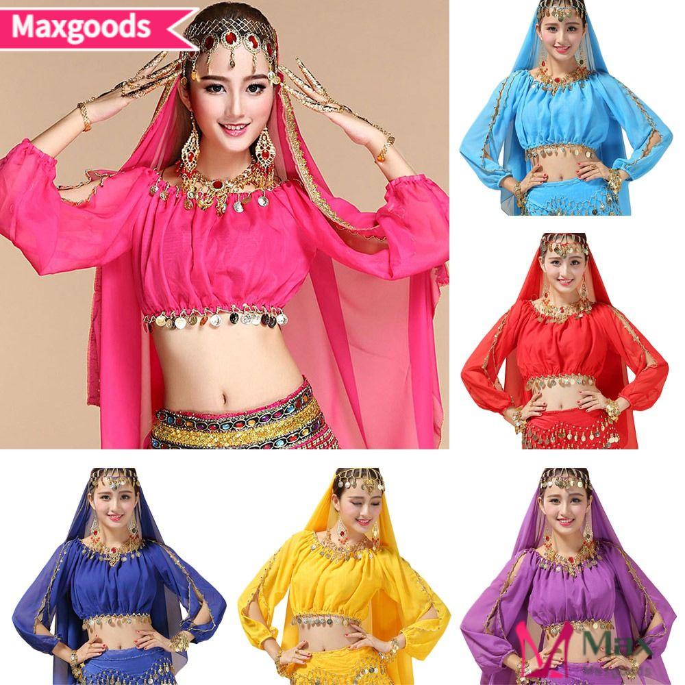 MAXG Áo Biểu Diễn Múa Bụng Phối Tua Rua Dễ Thương