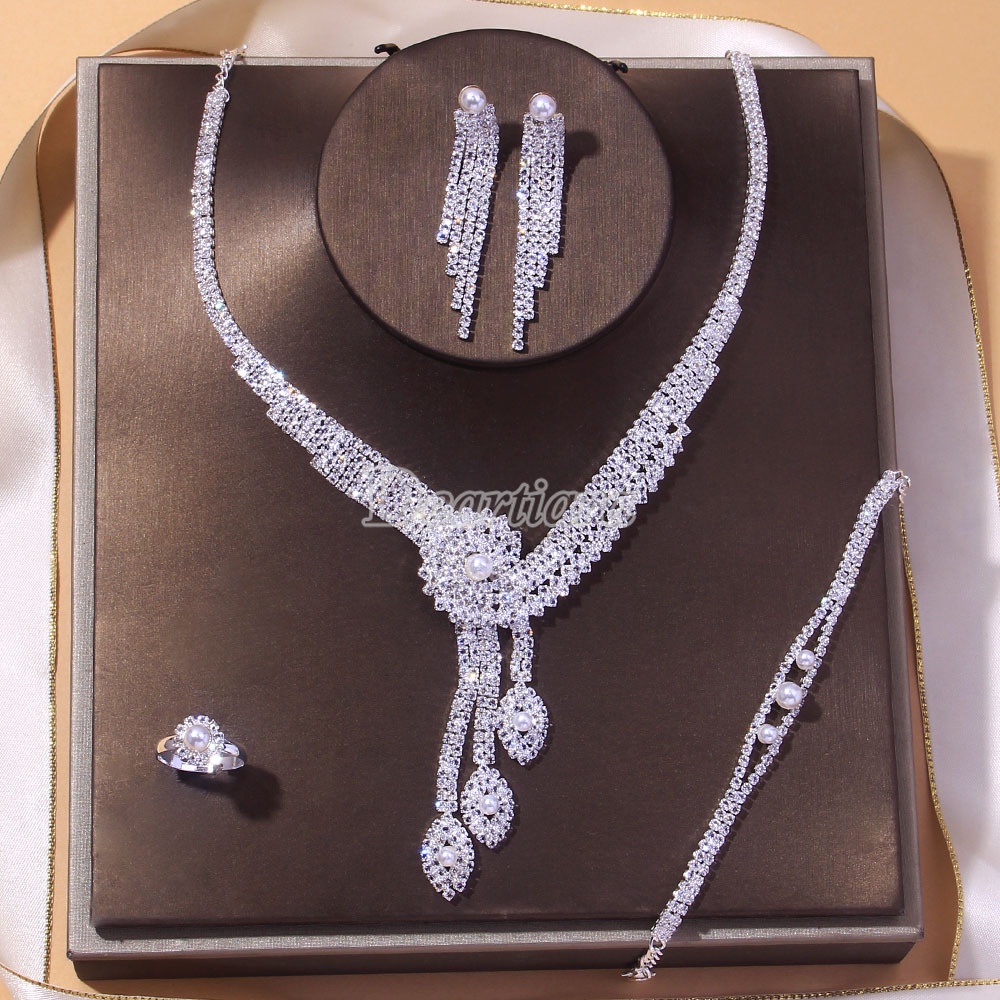 Bộ Vòng cổ + Bông Tai Thời Trang Đính Đá Zircon Hình Mắt Ngựa