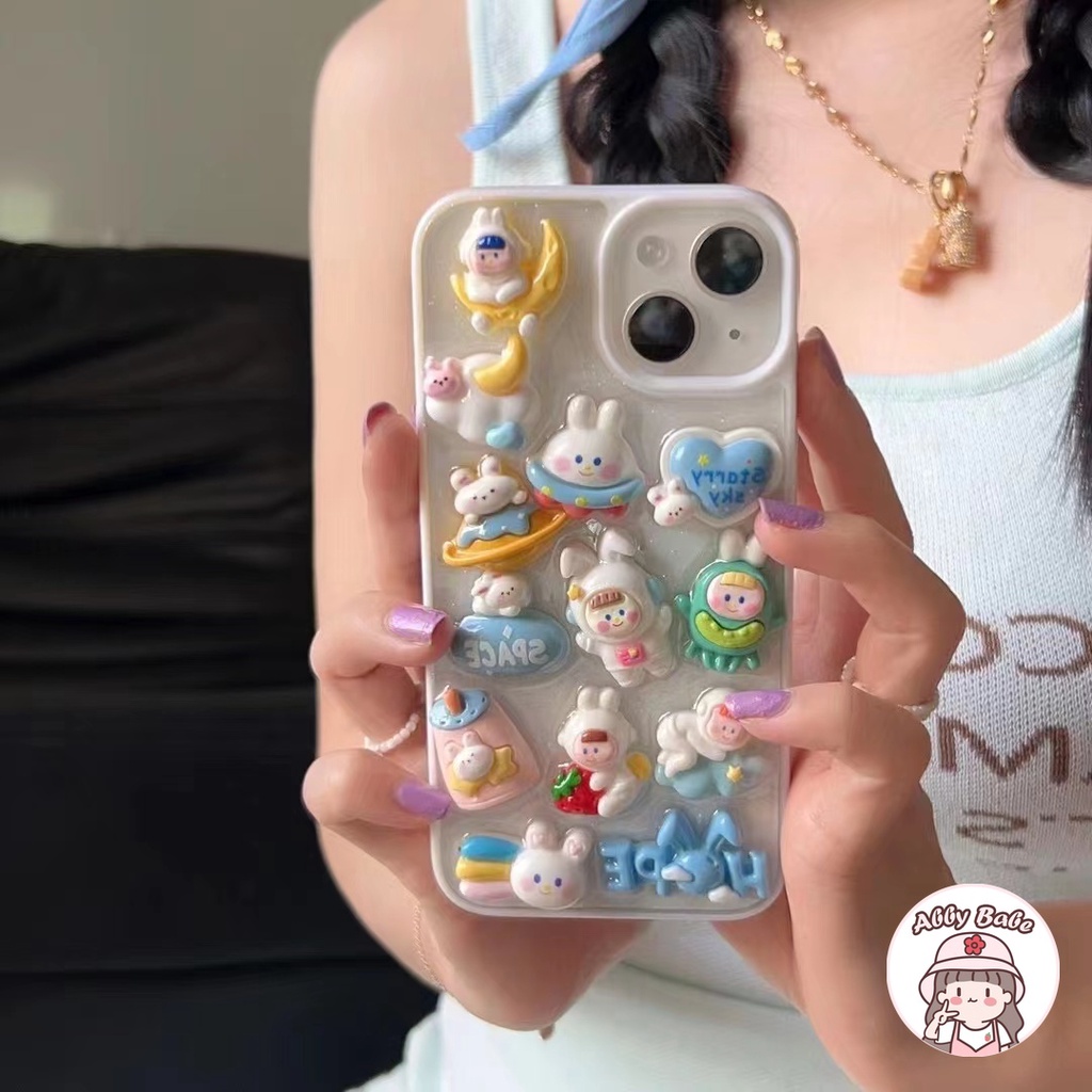 Ốp Điện Thoại TPU Mềm Hình Thỏ / Phi Hành Gia / Cà Rốt 3D Lấp Lánh Kiểu Hàn Quốc Cho IPhone 14 Pro Max 12 11 Pro Max XS XR