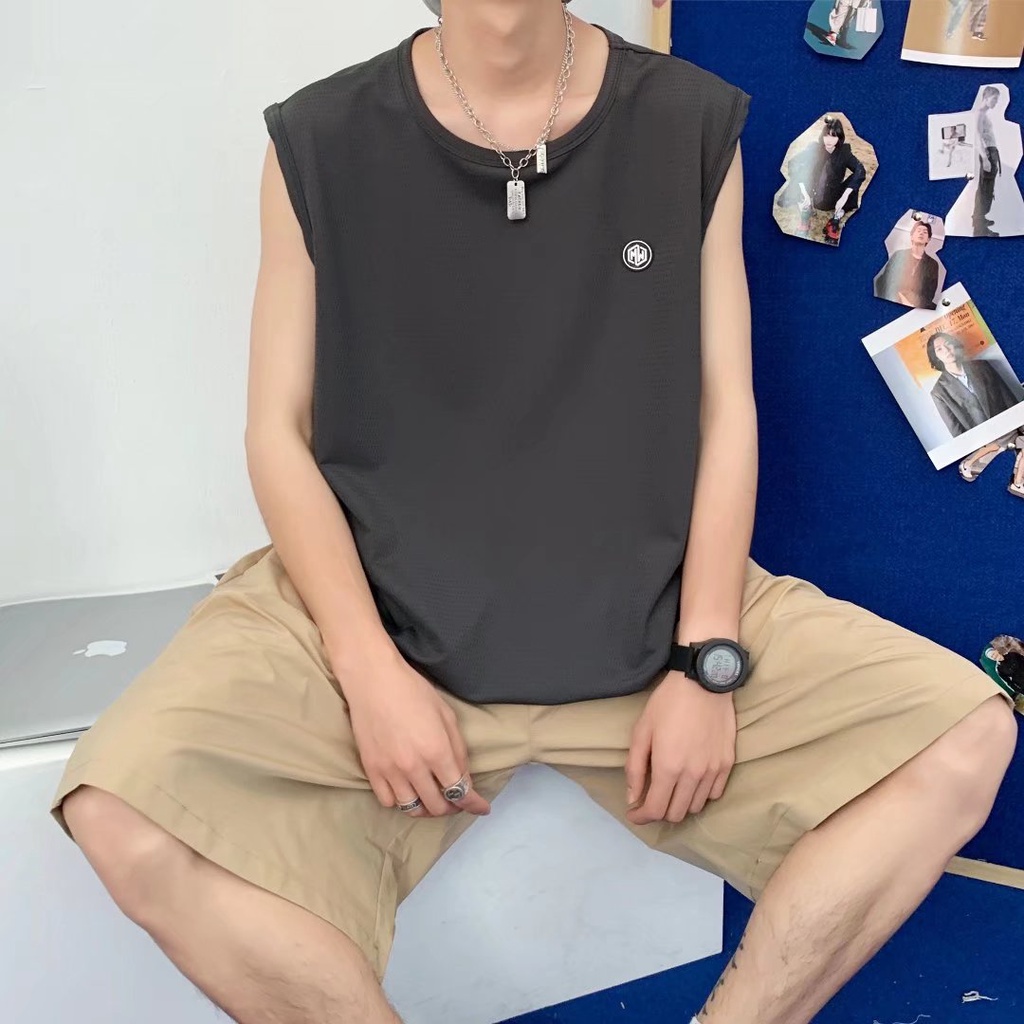 Áo Thun Cotton Không Tay Dáng Rộng Phong Cách Đường Phố Mỹ Thời Trang Mùa Hè Cho Nam