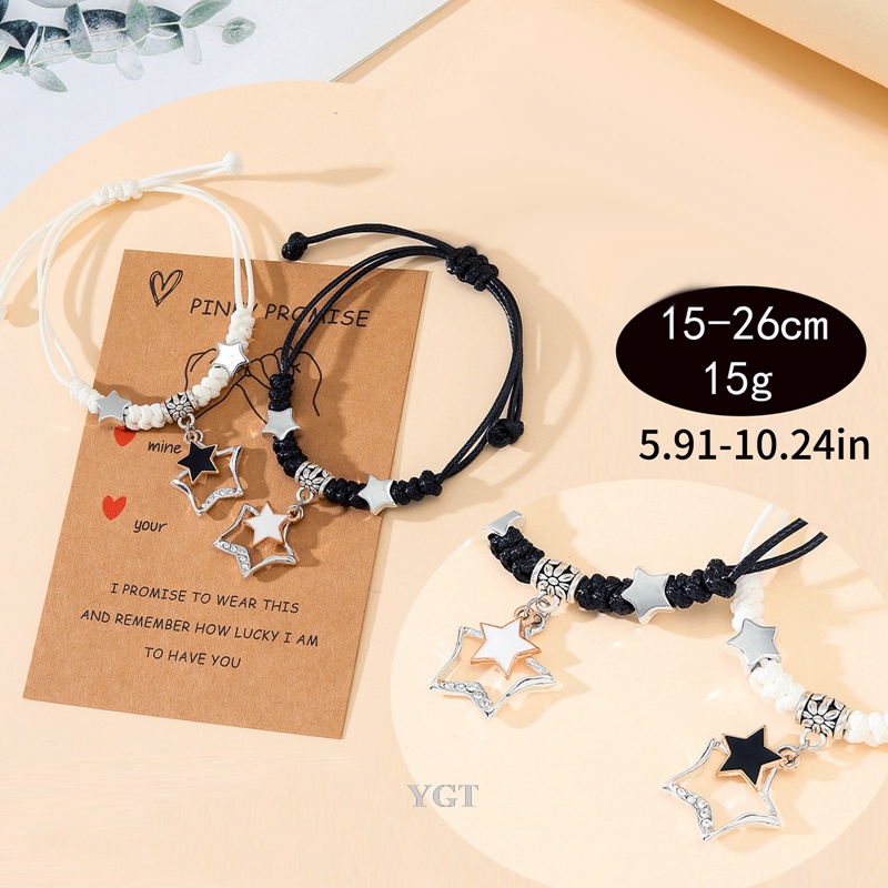 Ygt Set 2 Vòng Tay Dây Bện Ngôi Sao Năm Cánh Bán Chạy Mujer Pulsera Cho Cặp Đôi