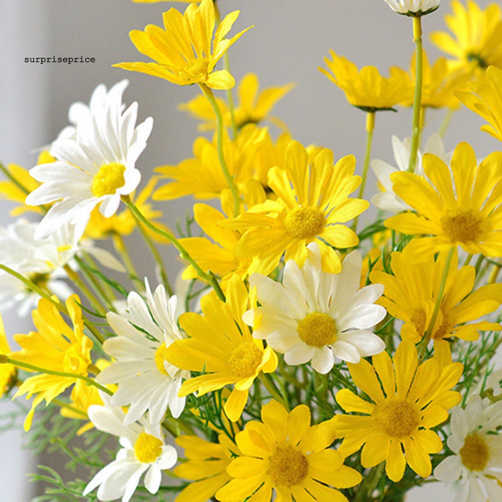 Bó Hoa Giả 5 Bông Bằng Lụa Nhiều Màu Chống Tia UV Trang Trí Nhà Cửa