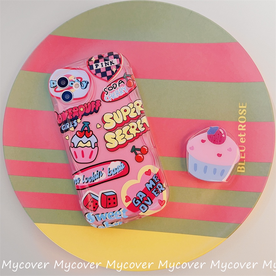 Ốp Điện Thoại Silicon Mềm Hình Bánh Hồng Dễ Thương Cho iPhone 11 13 12 14 Pro Max X XR Xs Max 6 7 8 Plus Y2K