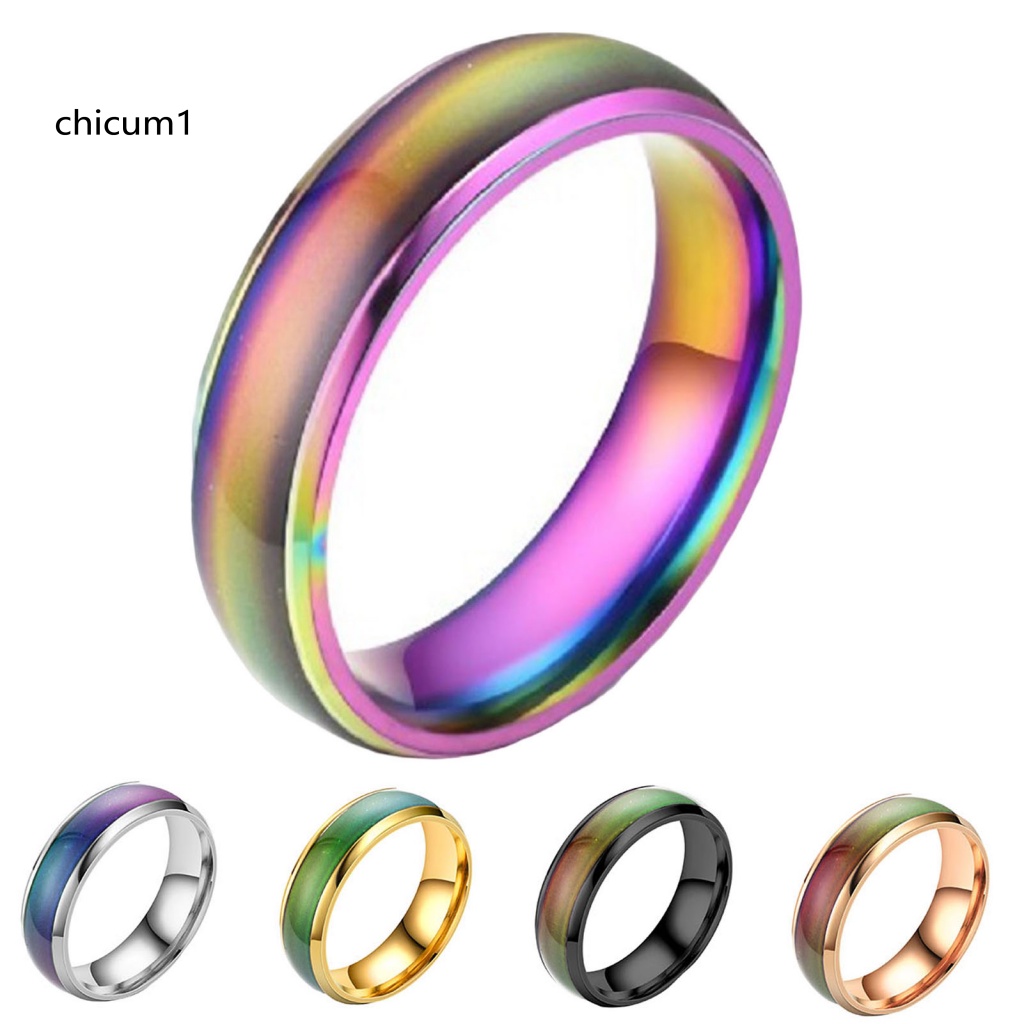 Cc Nhẫn Cặp Đôi Cảm Biến Nhiệt Độ Mạ Điện Không Dị Ứng Quà Tặng Kỷ Niệm Không Phai Màu Sắc Theo Tâm Trạng Cổ Điển Cho