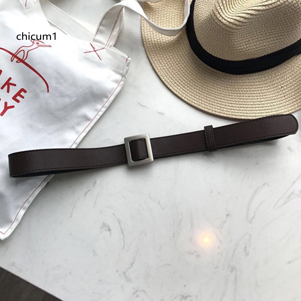 Thắt Lưng Giả Da Màu Trơn Khóa Vuông Thời Trang