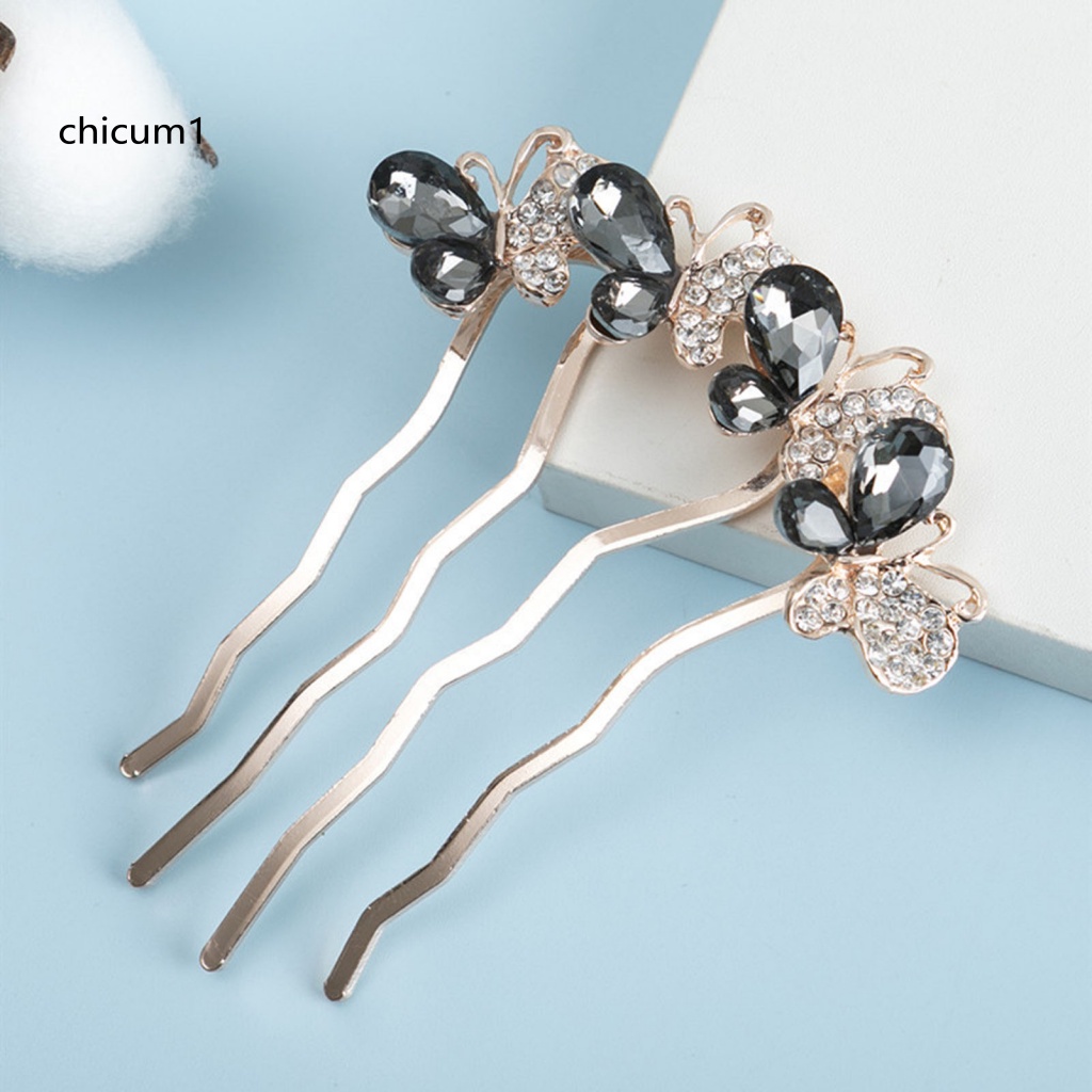 Lược Cài Tóc Hình Bướm Đính Đá Xinh Xắn