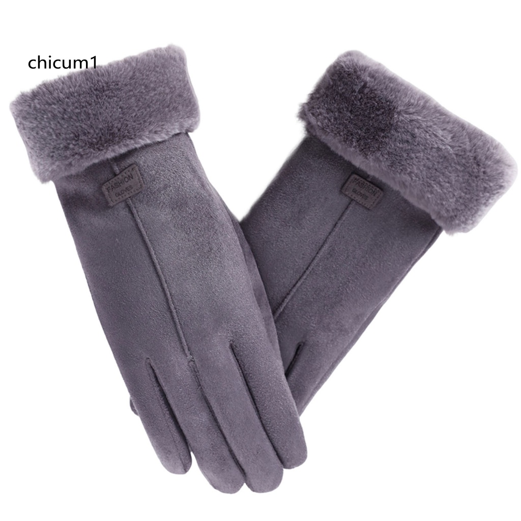 1 Đôi Găng Tay Da Lộn Chống Trượt Màu Trơn Chống Gió Có Thể Dùng Màn Hình Cảm Ứng Tiện Lợi