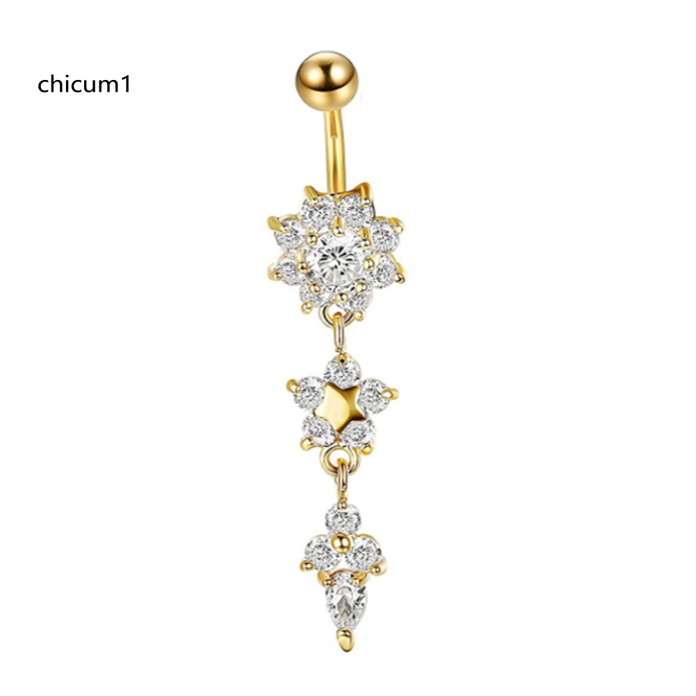 Khuyên RốN HìNh Hoa BằNg ThéP Không Gỉ ĐíNh Đá Xinh XắN