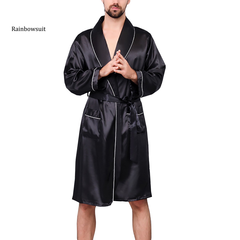 Áo Choàng Tắm Giả Lụa Kèm Túi Thắt Lưng Thời Trang Mùa Hè Cho Nam