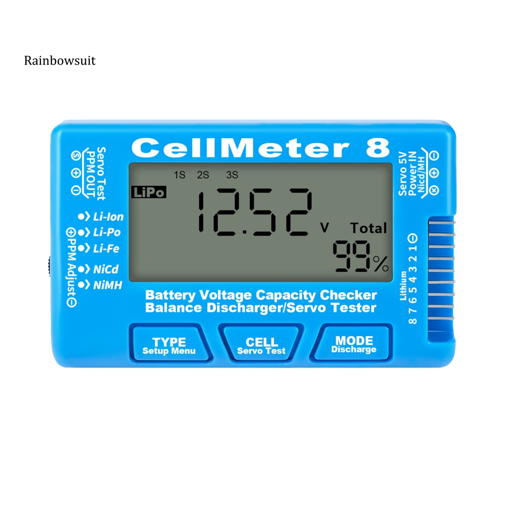 Máy Kiểm Tra Pin CellMeter 8 Pin Màn Hình LCD Kỹ Thuật Số 8S