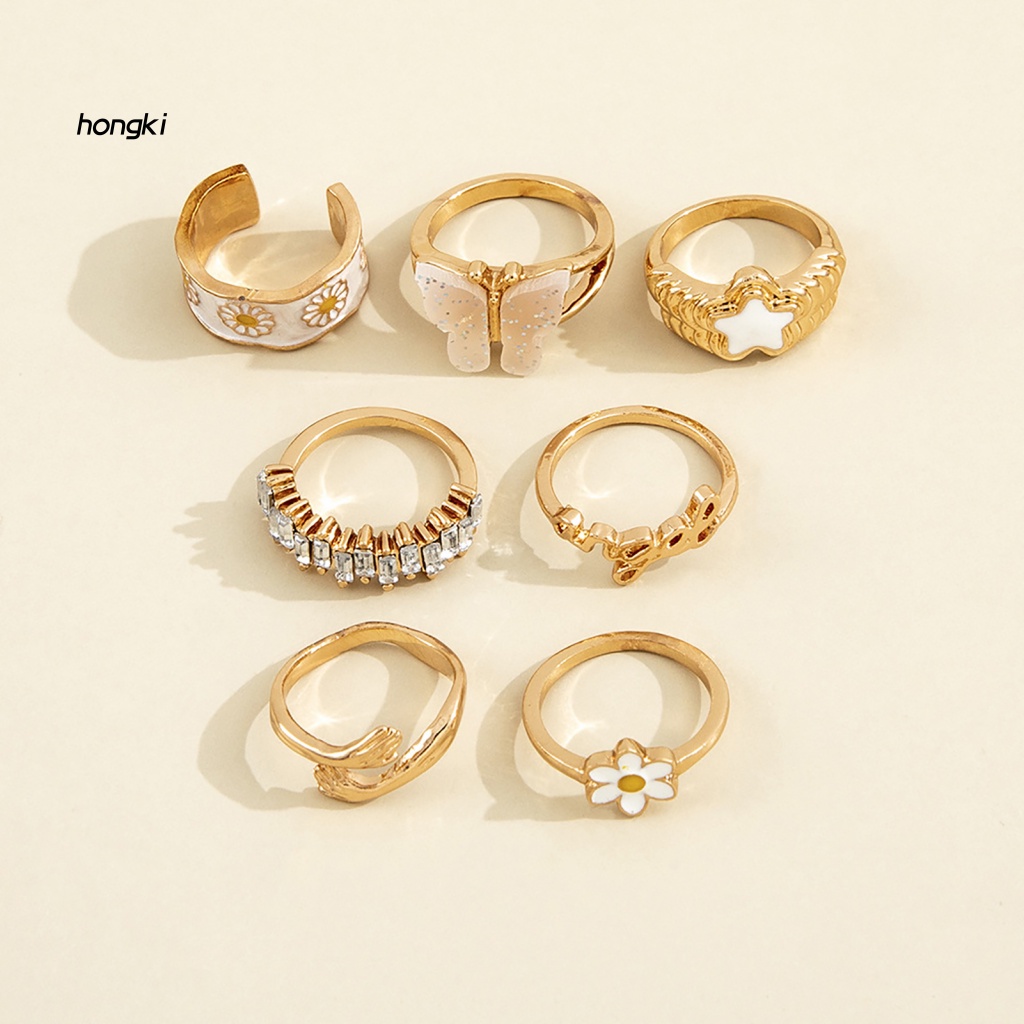 Set 7 NhẫN Đeo GiữA NgóN Cá TíNh Phong CáCh Gothic