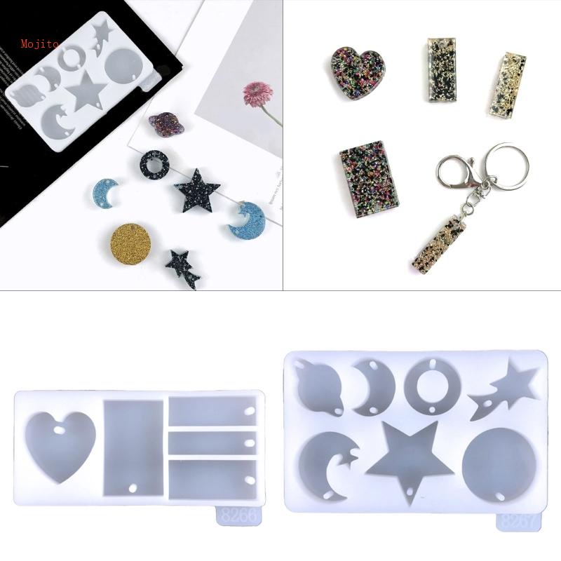 Set 2 Khuôn Làm Móc Khóa Hình Ngôi Sao / Mặt Trăng / Trái Tim