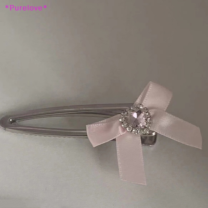 Kẹp Tóc Kim Loại Hình Nơ Đính Pha Lê Xanh Dương Hồng Phong Cách Gothic Thời Trang Cho Nữ Y2K Mới