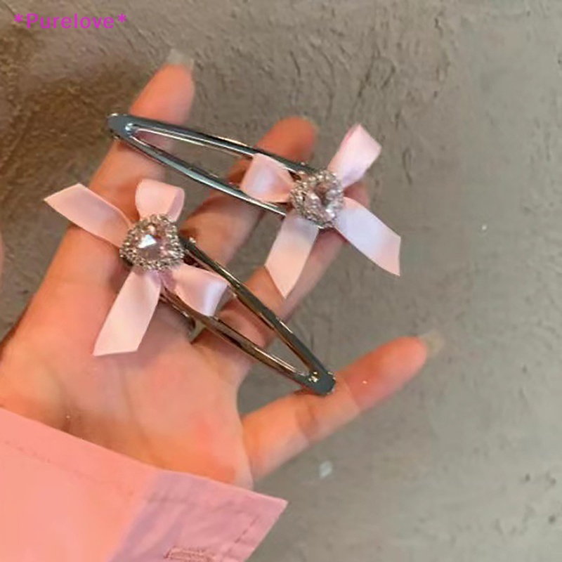 Kẹp Tóc Kim Loại Hình Nơ Đính Pha Lê Xanh Dương Hồng Phong Cách Gothic Thời Trang Cho Nữ Y2K Mới