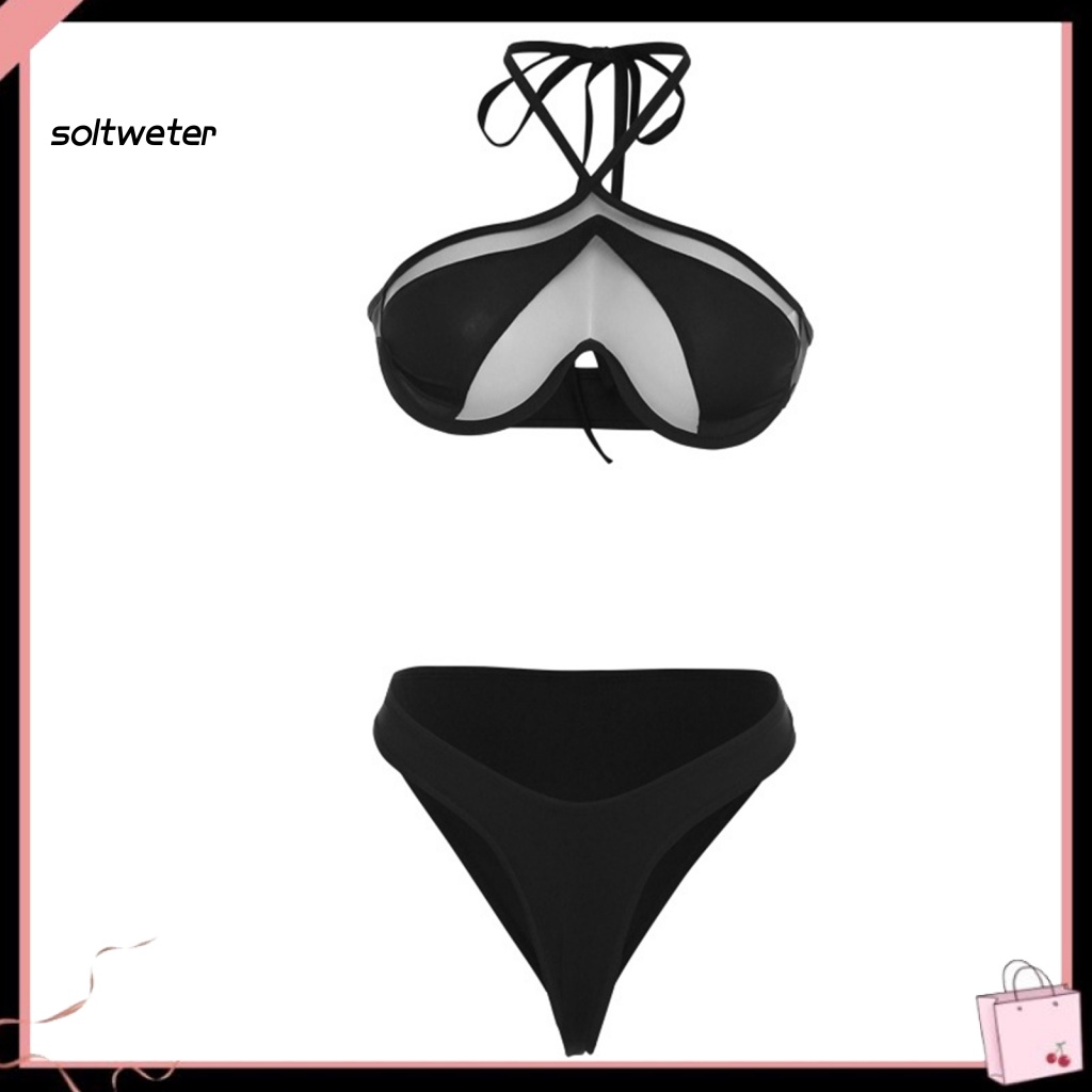 Weird Puss Bộ Đồ Bơi Bikini 2 Mảnh Hở Vai Thoải Mái Dạng Xẻ Tà Thời Trang Cho Nữ