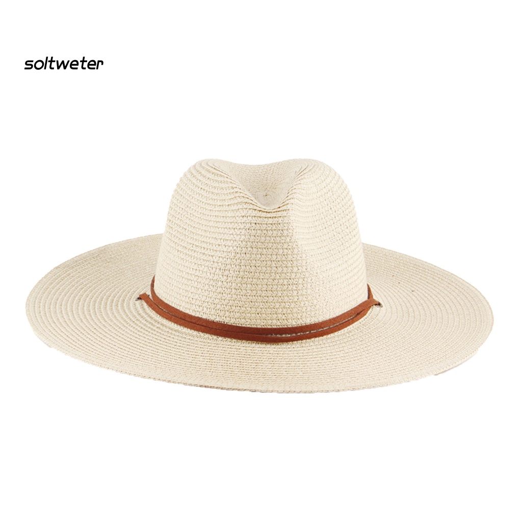 Mũ Cói Rộng Vành Chống Nắng / Gió Màu Trơn Tùy Chỉnh Thời Trang Cho Nam Và Nữ