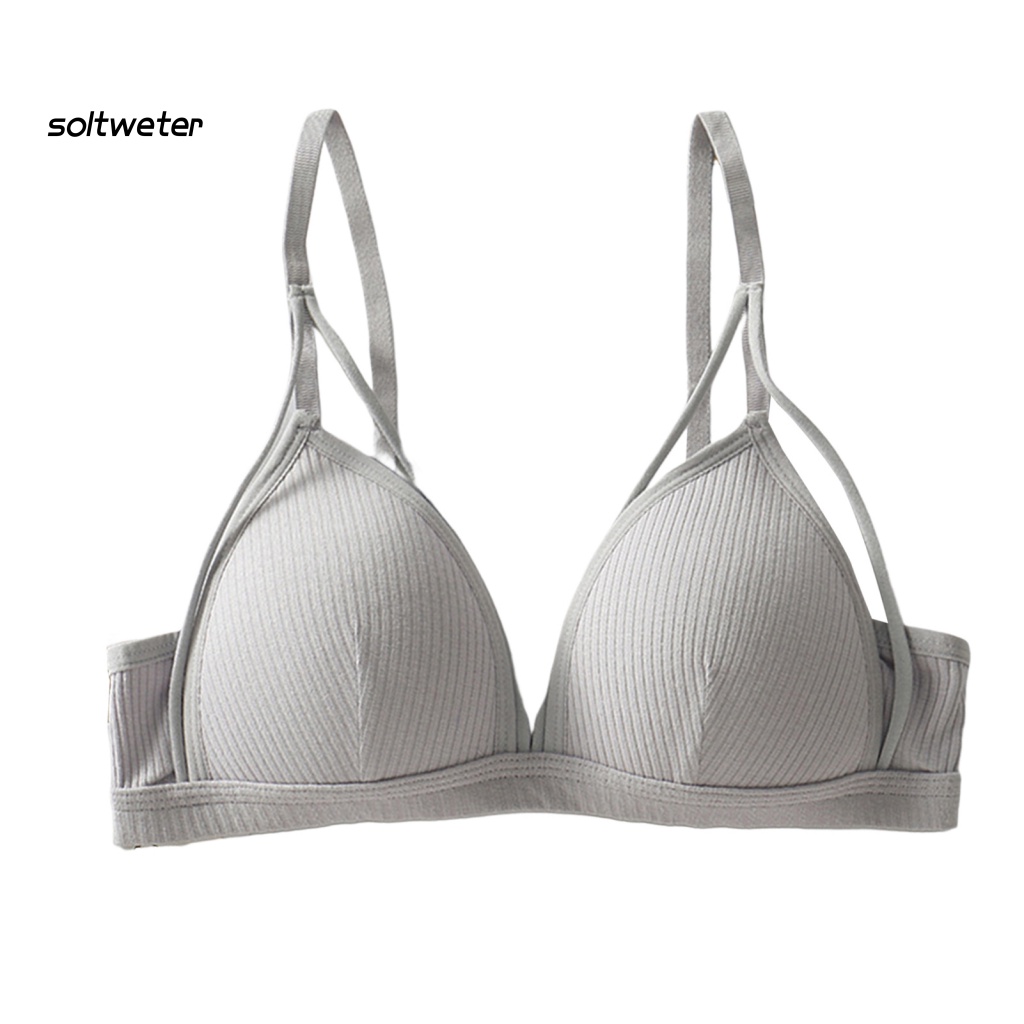 St Áo Ngực Màu Trơn Dây Có Thể Điều Chỉnh Bảo Vệ Lưng Không Gọng Thép Cài Khóa Dành Cho Nữ