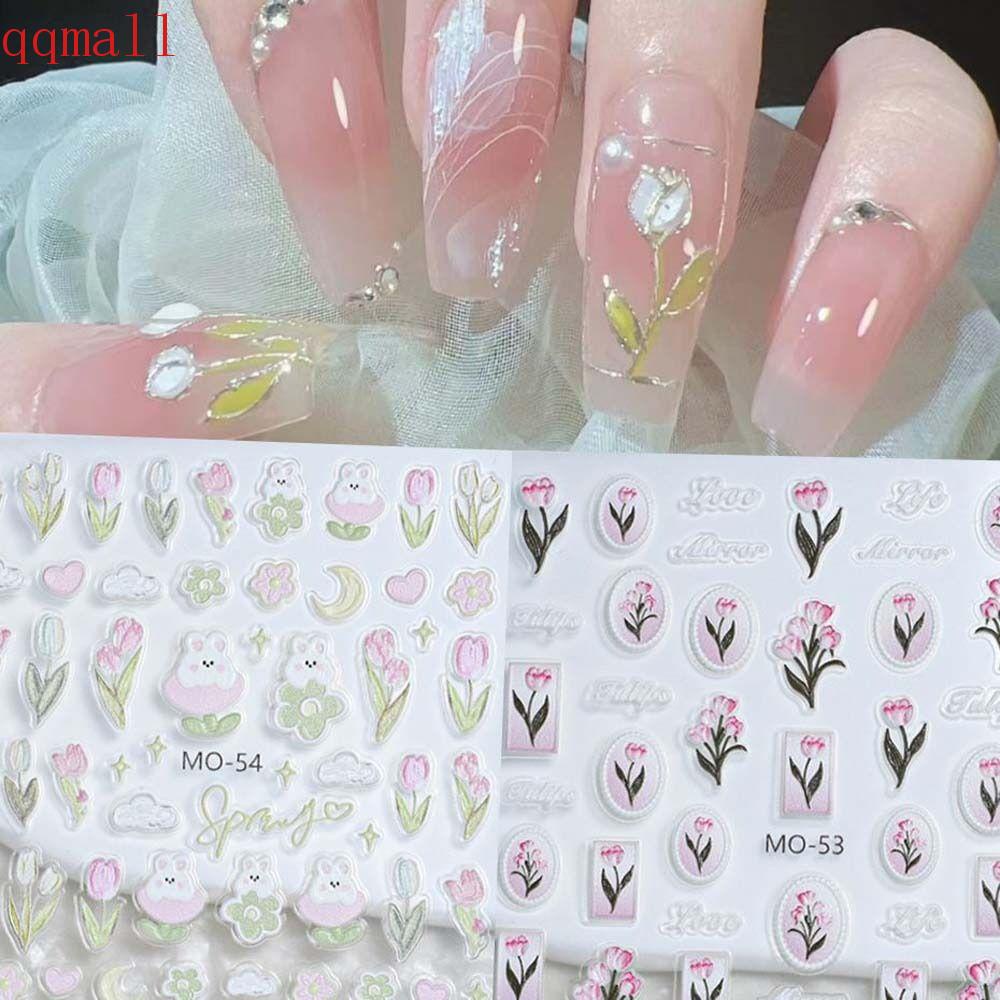 QQMALL Miếng Dán Trang Trí Móng Tay Họa Tiết Hoạt Hình Dễ Thương DIY