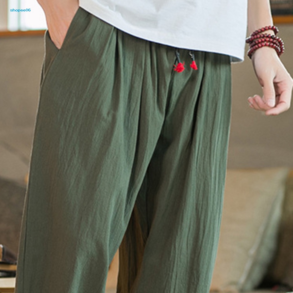 Quần Harem Lưng Thun Rút Dây Màu Trơn Thời Trang Mùa Hè Cho Nam
