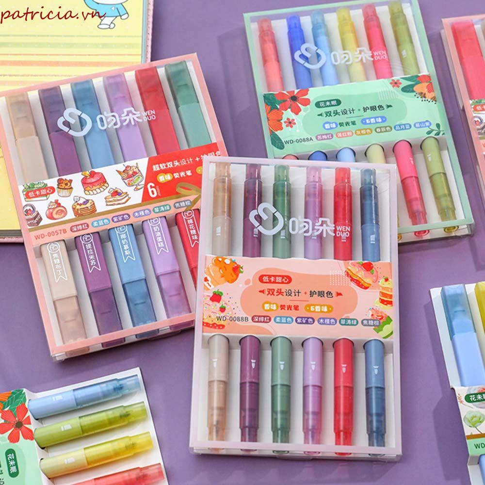 PATRICIA Bút Đánh Dấu Hai Đầu Mềm Mại Nhiều Màu Sắc Dành Cho Học Sinh