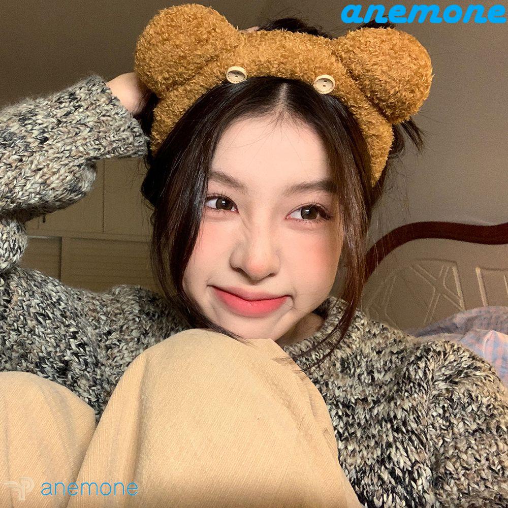 ANEMONE Băng Đô Cài Tóc Hình Tai Gấu Bằng Lông Nhung Dễ Thương Xinh Xắn Cho Nữ