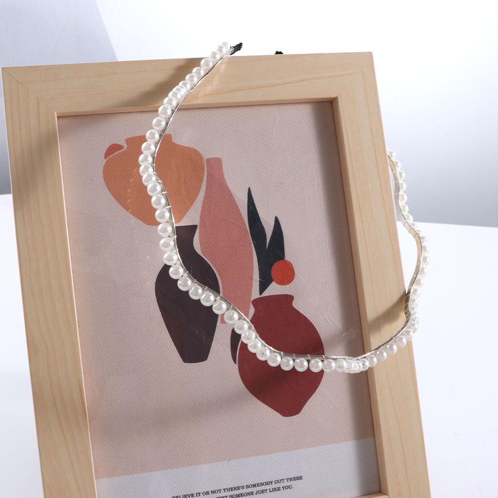 ANEMONE Băng Đô Kim Loại Đính Hạt Giả Ngọc Trai Xinh Xắn Phong Cách Hàn Quốc