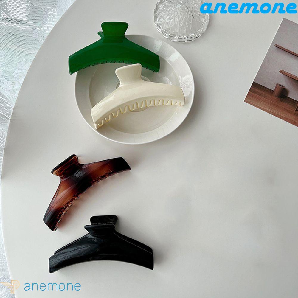 ANEMONE Kẹp Tóc Càng Cua Cá Mập Bằng Acrylic Màu Sắc Trơn Phong Cách Retro Dành Cho Nữ