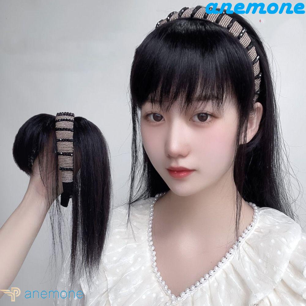 ANEMONE Tóc Mái Giả 3D Màu Đen / Nâu Chất Lượng Cao Cho Nữ