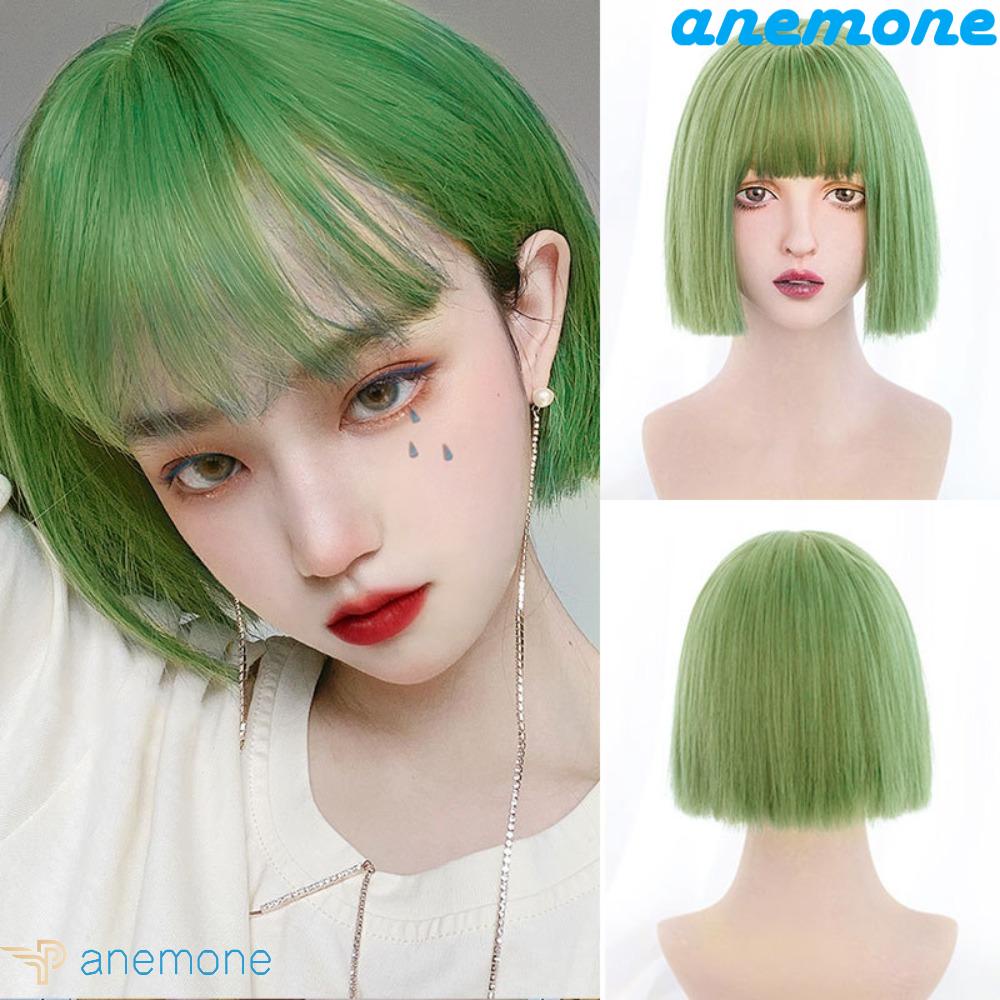 ANEMONE Tóc Giả Kiểu Bob Bằng Sợi Tổng Hợp Màu Hồng Tự Nhiên Kháng Nhiệt Dùng Hóa Trang Cho Nữ