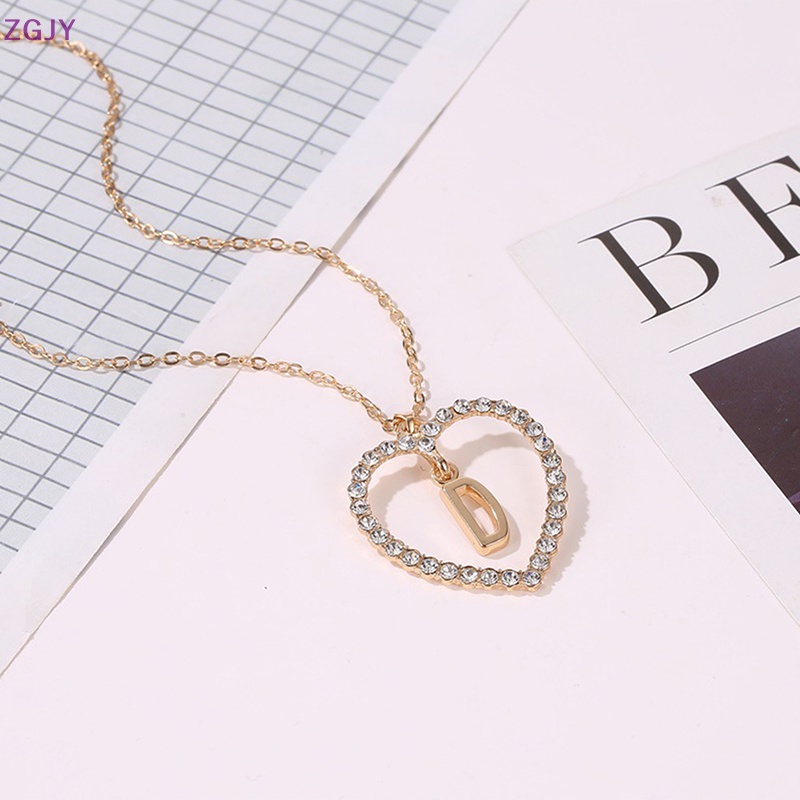 Vòng cổ Mặt Trái Tim Đính Đá 26 Đầu A-Z Thời Trang Cho Nữ Mới