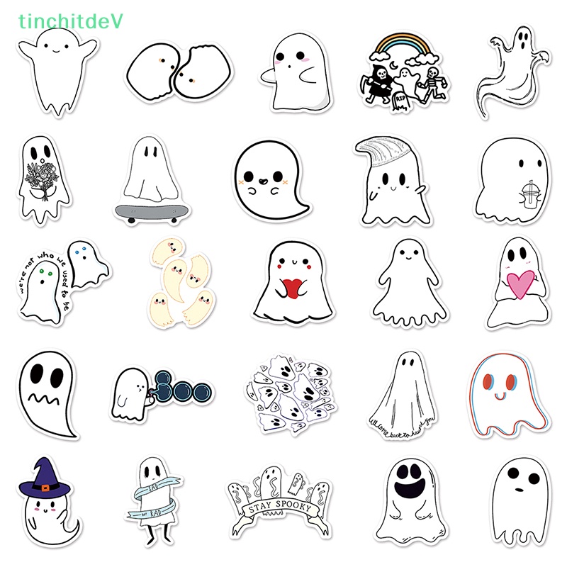 Bộ 50 Miếng Dán Trang Trí Sổ Tay Chống Thấm Nước Hình Quỷ Halloween Dễ Thương