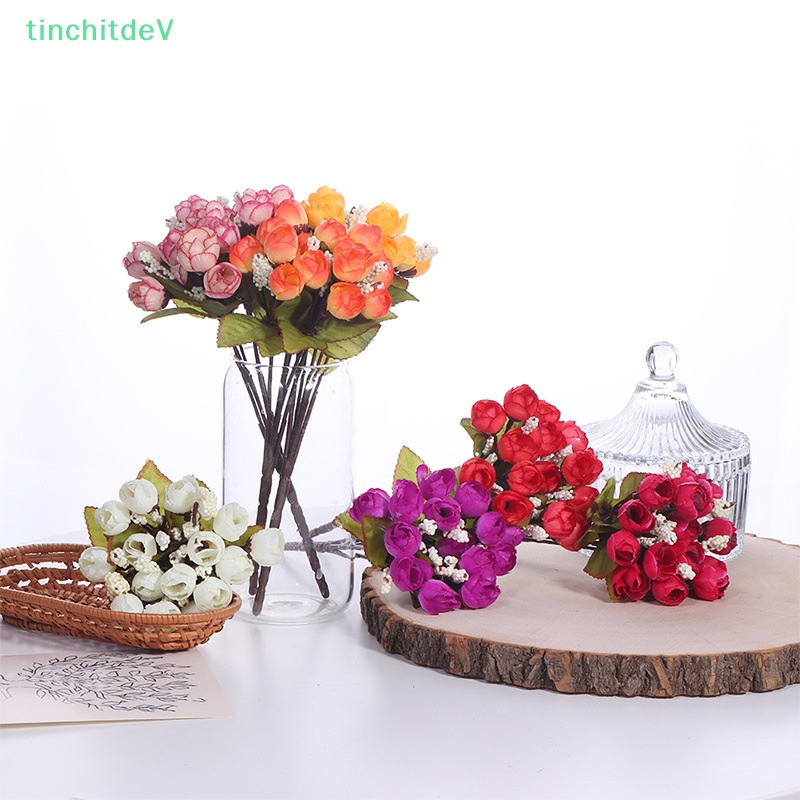 1 Bó 15 Hoa Hồng Giả / Trà / Hoa Hồng Bằng Thiếc Trang Trí Phòng Khách / Tiệc Cưới DIY