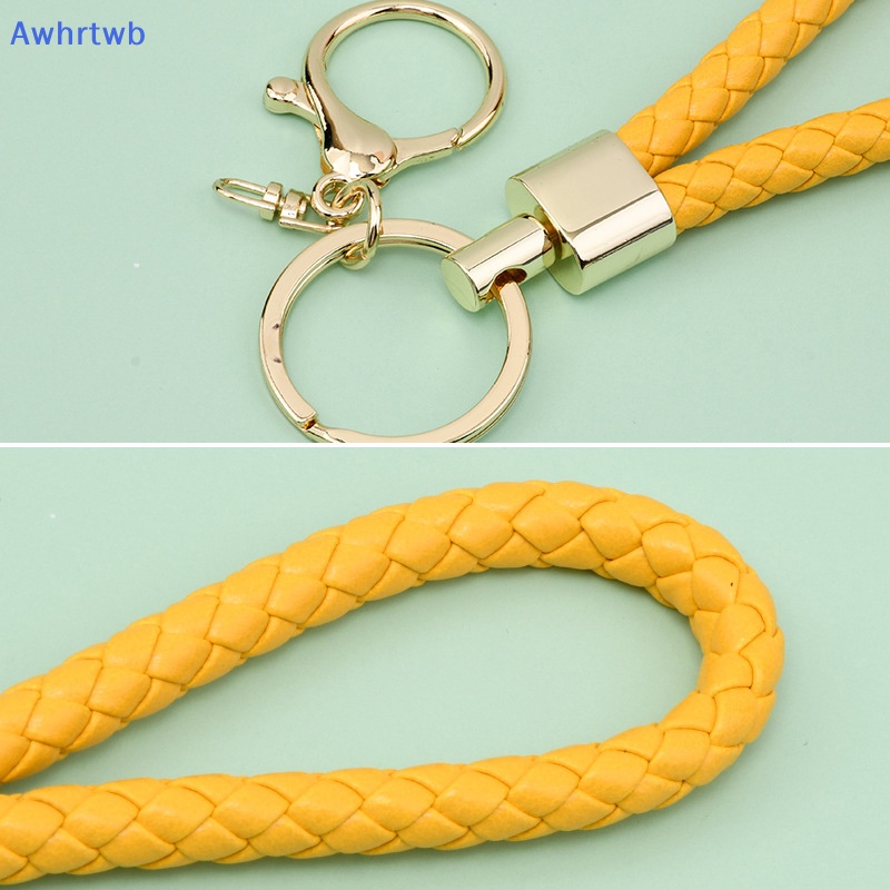 Móc Chìa Khóa Bằng Da PU Bện Nhiều Màu Sắc DIY Sáng Tạo Cho Nữ Mới