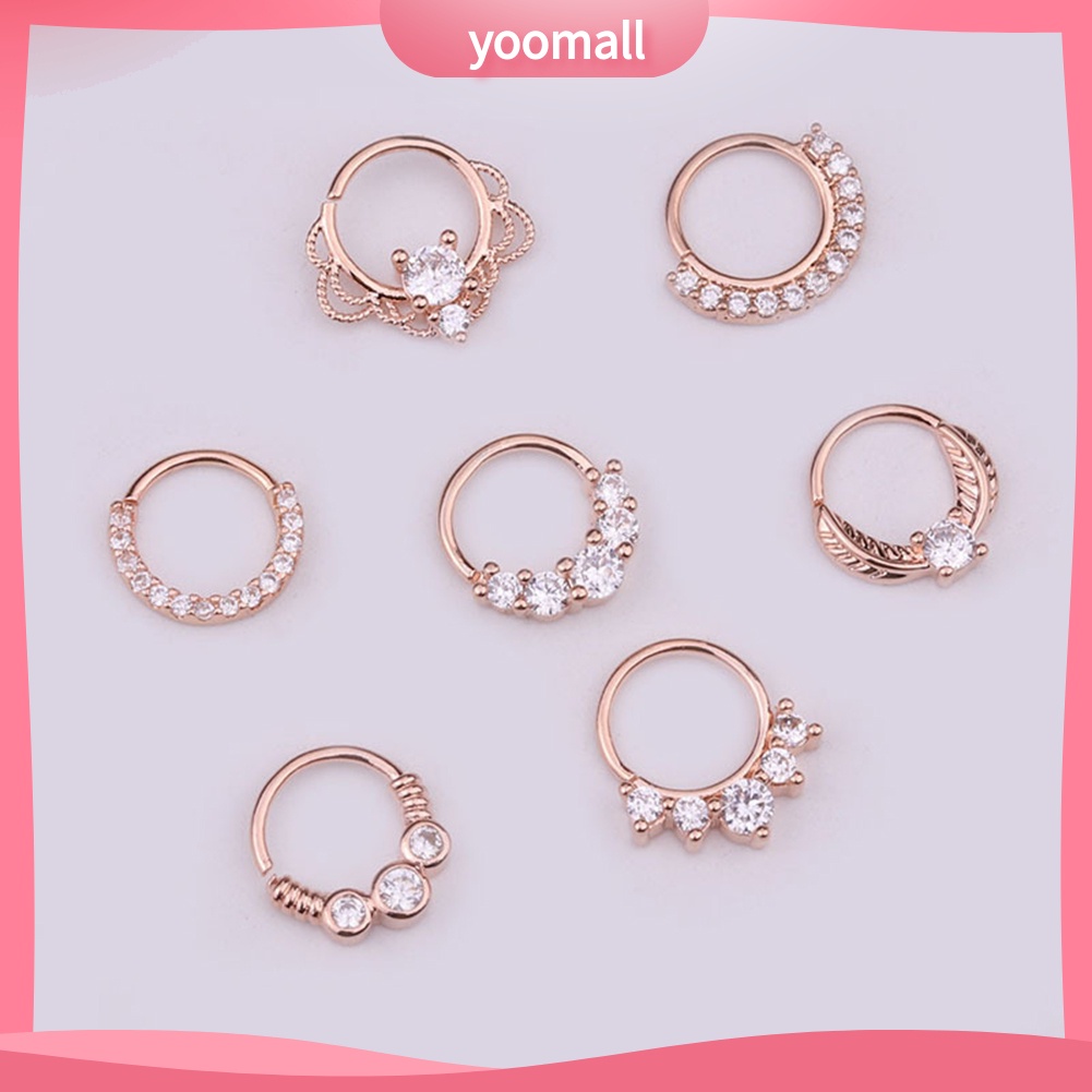 1 Khuyên Mũi Tròn Đính Đá Zircon Thời Trang