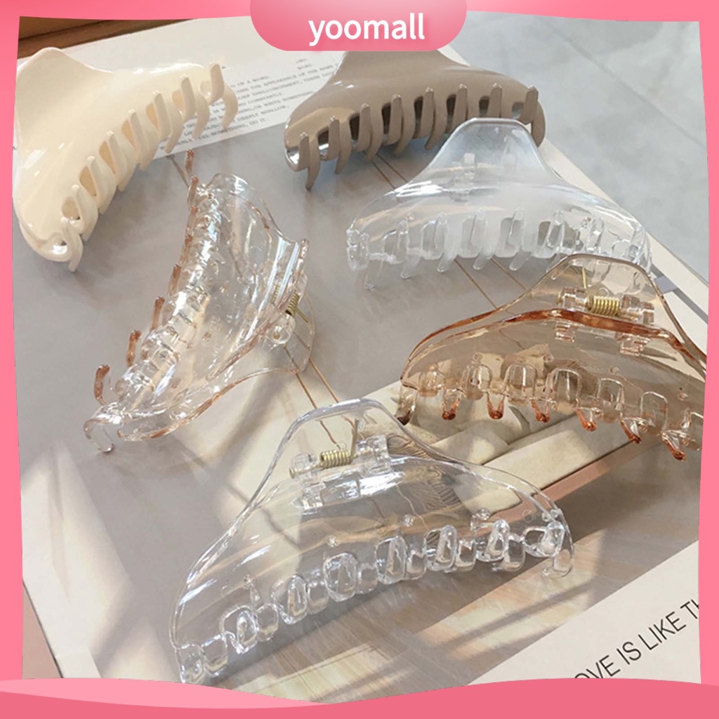 Kẹp Tóc Càng Cua Bằng PC Trong Suốt Co Giãn Chống Trượt Màu Trơn Thời Trang