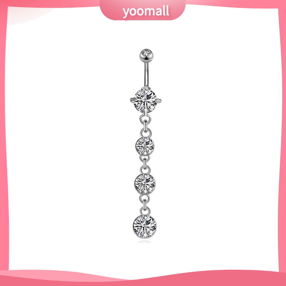 Set 5 Khuyên Rốn Tròn Họa Tiết Hoa Đính Đá Thời Trang