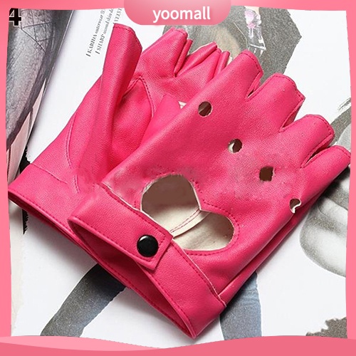 Găng Tay Lái Xe Hở Ngón Hình Trái Tim Phong Cách Punk Dành Cho Nữ