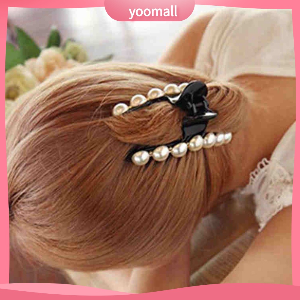 Kẹp Tóc Đính Đá Ngọc Trai Giả Màu Trắng Thời Trang Dành Cho Nữ